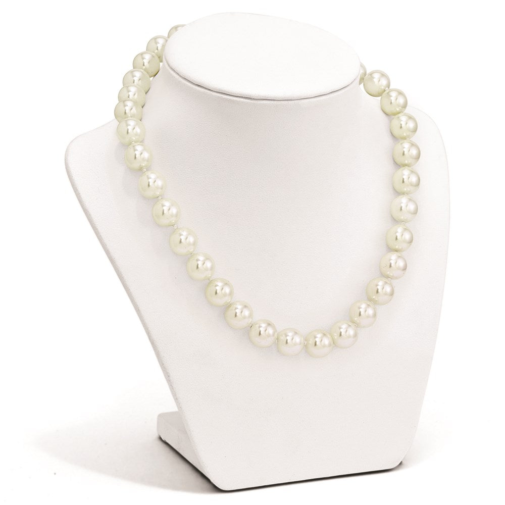 Sterlingsilber Majestik Rhodiniert 12-13mm Weiß Imitat Muschel Perle Hand-knotted Halskette