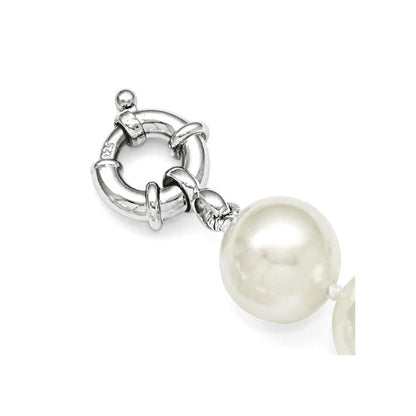 Sterlingsilber Majestik Rhodiniert 12-13mm Weiß Imitat Muschel Perle Hand-knotted Halskette