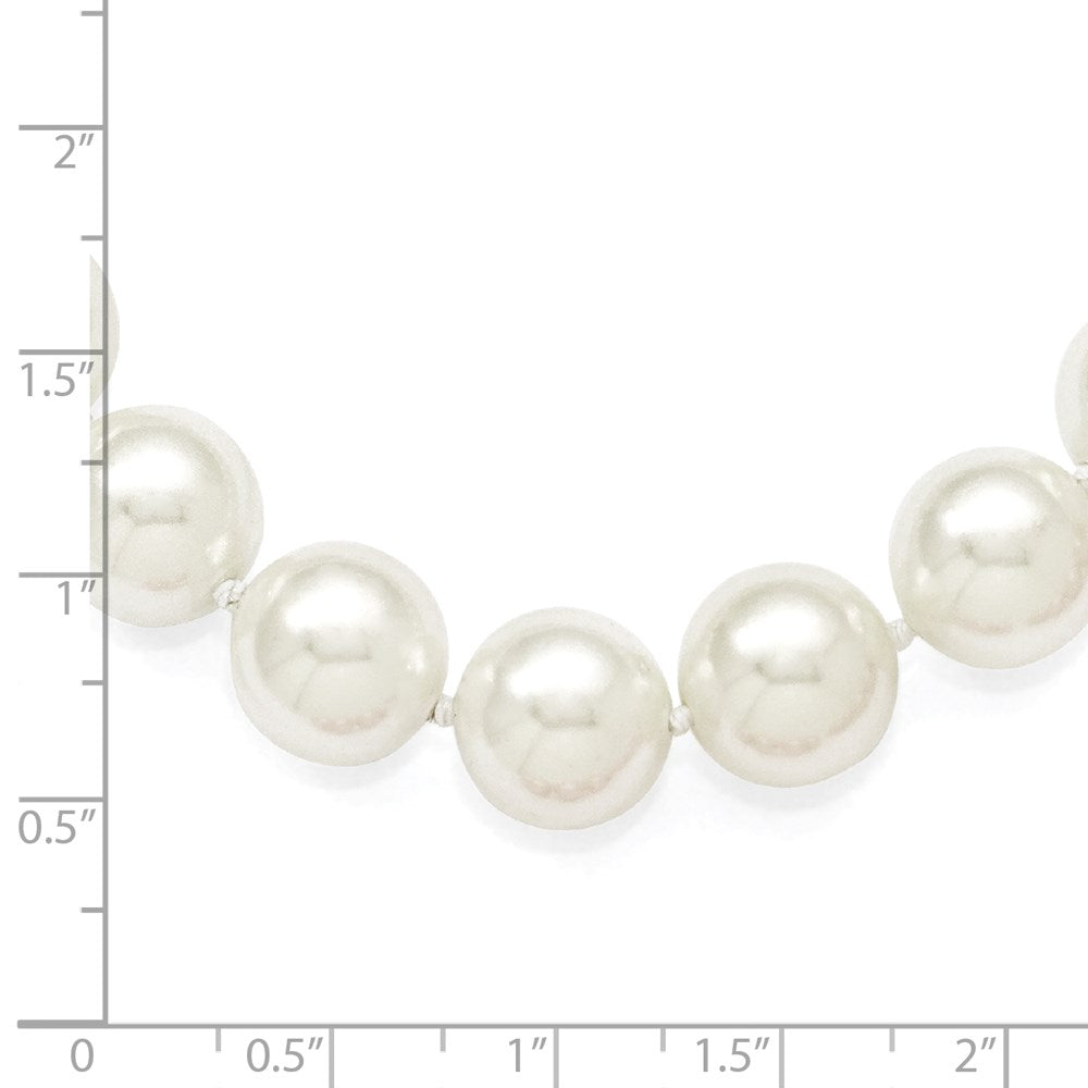 Sterlingsilber Majestik Rhodiniert 12-13mm Weiß Imitat Muschel Perle Hand-knotted Halskette