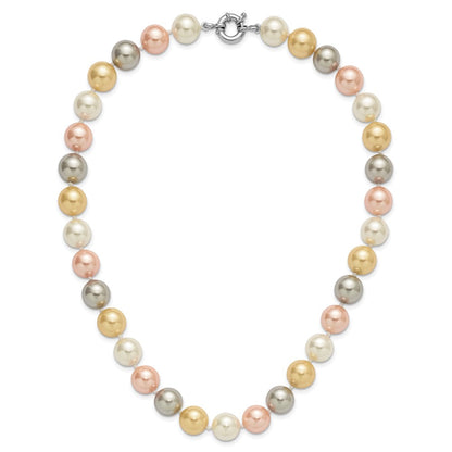 Sterlingsilber Majestik Rhodiniert 12-13mm Mehrfarbig Imitat Muschel Perle Hand-knotted Halskette
