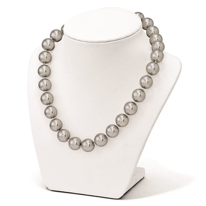 Sterlingsilber Majestik Rhodiniert 14-15mm Grau Imitat Muschel Perle Hand-knotted Halskette