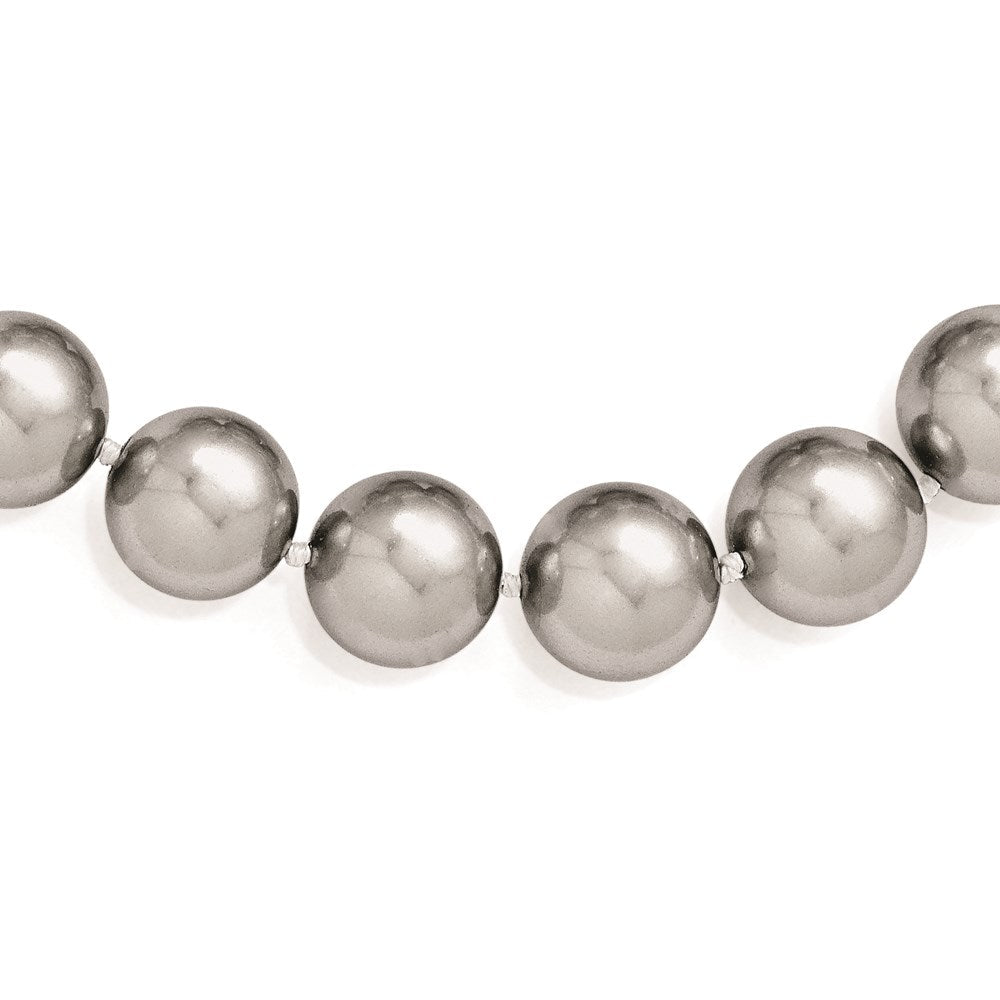 Sterlingsilber Majestik Rhodiniert 14-15mm Grau Imitat Muschel Perle Hand-knotted Halskette
