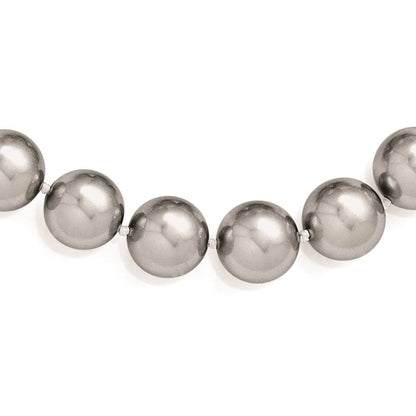Sterlingsilber Majestik Rhodiniert 14-15mm Grau Imitat Muschel Perle Hand-knotted Halskette