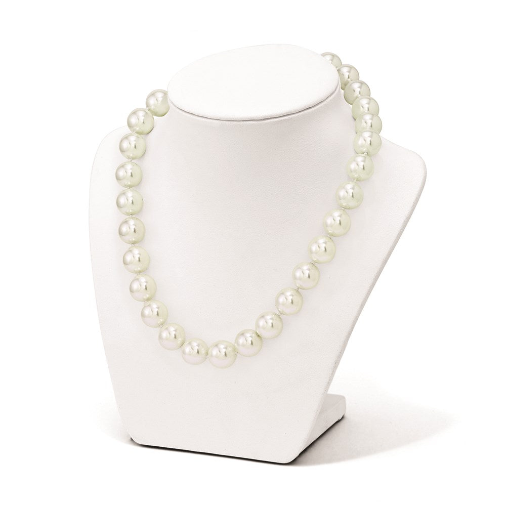 Sterlingsilber Majestik Rhodiniert 14-15mm Weiß Imitat Muschel Perle Hand-knotted Halskette