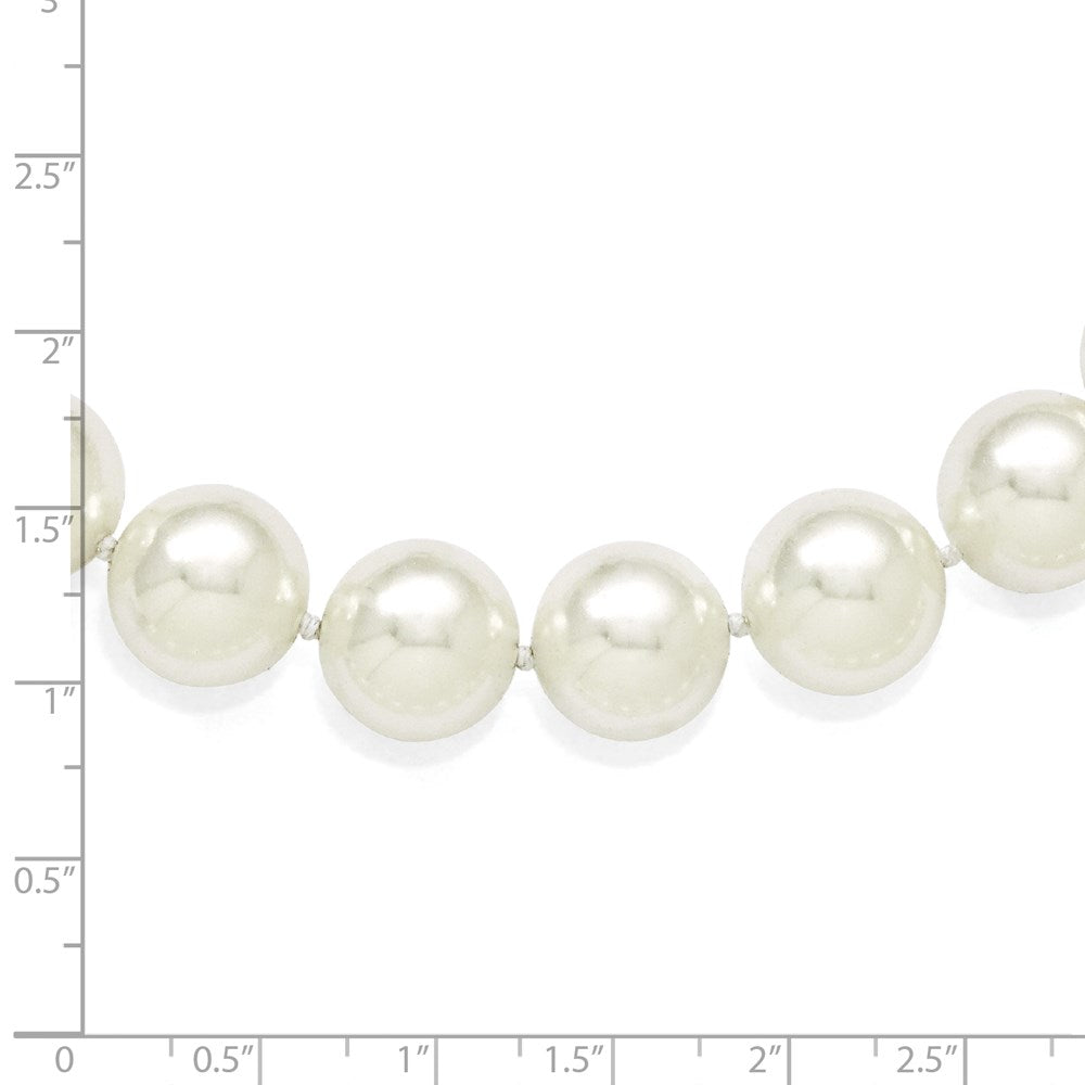 Sterlingsilber Majestik Rhodiniert 14-15mm Weiß Imitat Muschel Perle Hand-knotted Halskette
