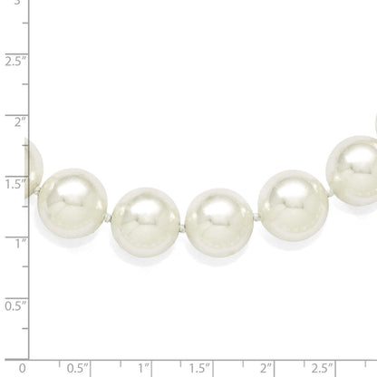 Sterlingsilber Majestik Rhodiniert 14-15mm Weiß Imitat Muschel Perle Hand-knotted Halskette
