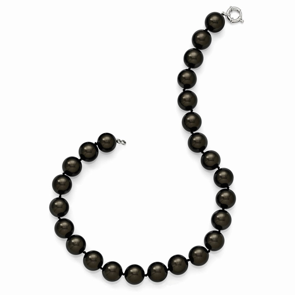 Sterlingsilber S Majestik Rhodiniert-pl 16-17mm Blk Imitat Muschel Perle Hand Geknotet Neckl