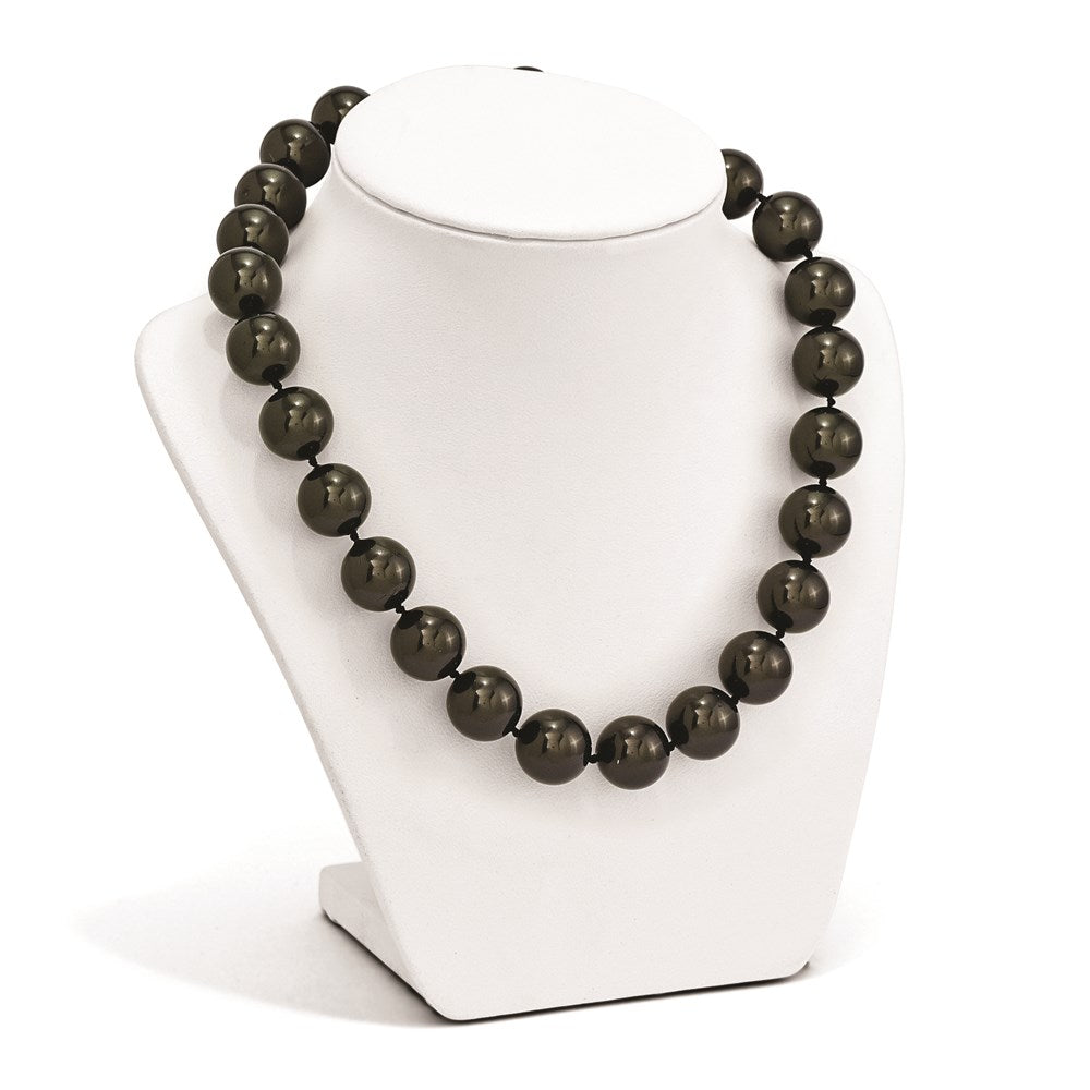 Sterlingsilber S Majestik Rhodiniert-pl 16-17mm Blk Imitat Muschel Perle Hand Geknotet Neckl