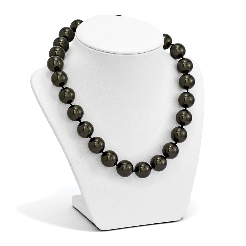 Sterlingsilber S Majestik Rhodiniert-pl 16-17mm Blk Imitat Muschel Perle Hand Geknotet Neckl