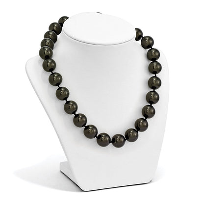 Sterlingsilber S Majestik Rhodiniert-pl 16-17mm Blk Imitat Muschel Perle Hand Geknotet Neckl