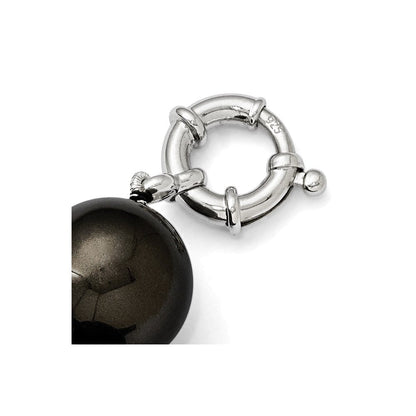 Sterlingsilber S Majestik Rhodiniert-pl 16-17mm Blk Imitat Muschel Perle Hand Geknotet Neckl
