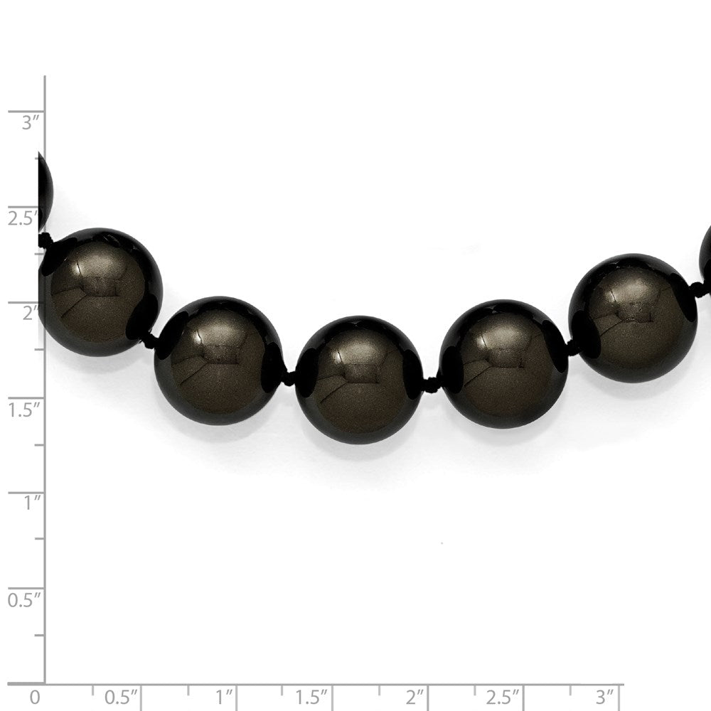 Sterlingsilber S Majestik Rhodiniert-pl 16-17mm Blk Imitat Muschel Perle Hand Geknotet Neckl