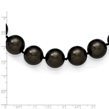Sterlingsilber S Majestik Rhodiniert-pl 16-17mm Blk Imitat Muschel Perle Hand Geknotet Neckl