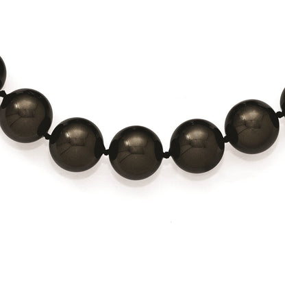 Sterlingsilber S Majestik Rhodiniert-pl 16-17mm Blk Imitat Muschel Perle Hand Geknotet Neckl