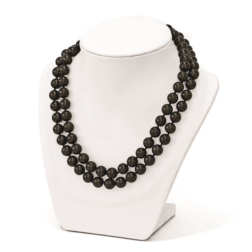 Sterlingsilber S Majestik Rhodiniert-pl 2 Reihe 10-11mm Blk Imitat Muschel Perle Halskette