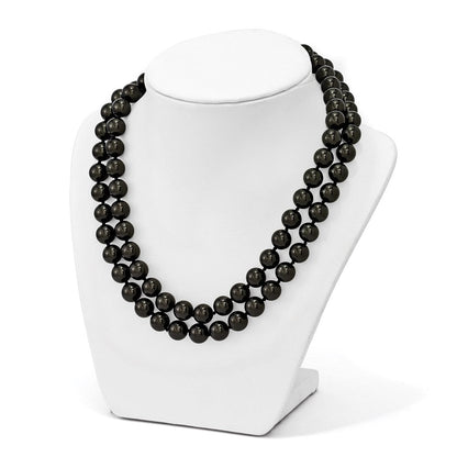 Sterlingsilber S Majestik Rhodiniert-pl 2 Reihe 10-11mm Blk Imitat Muschel Perle Halskette