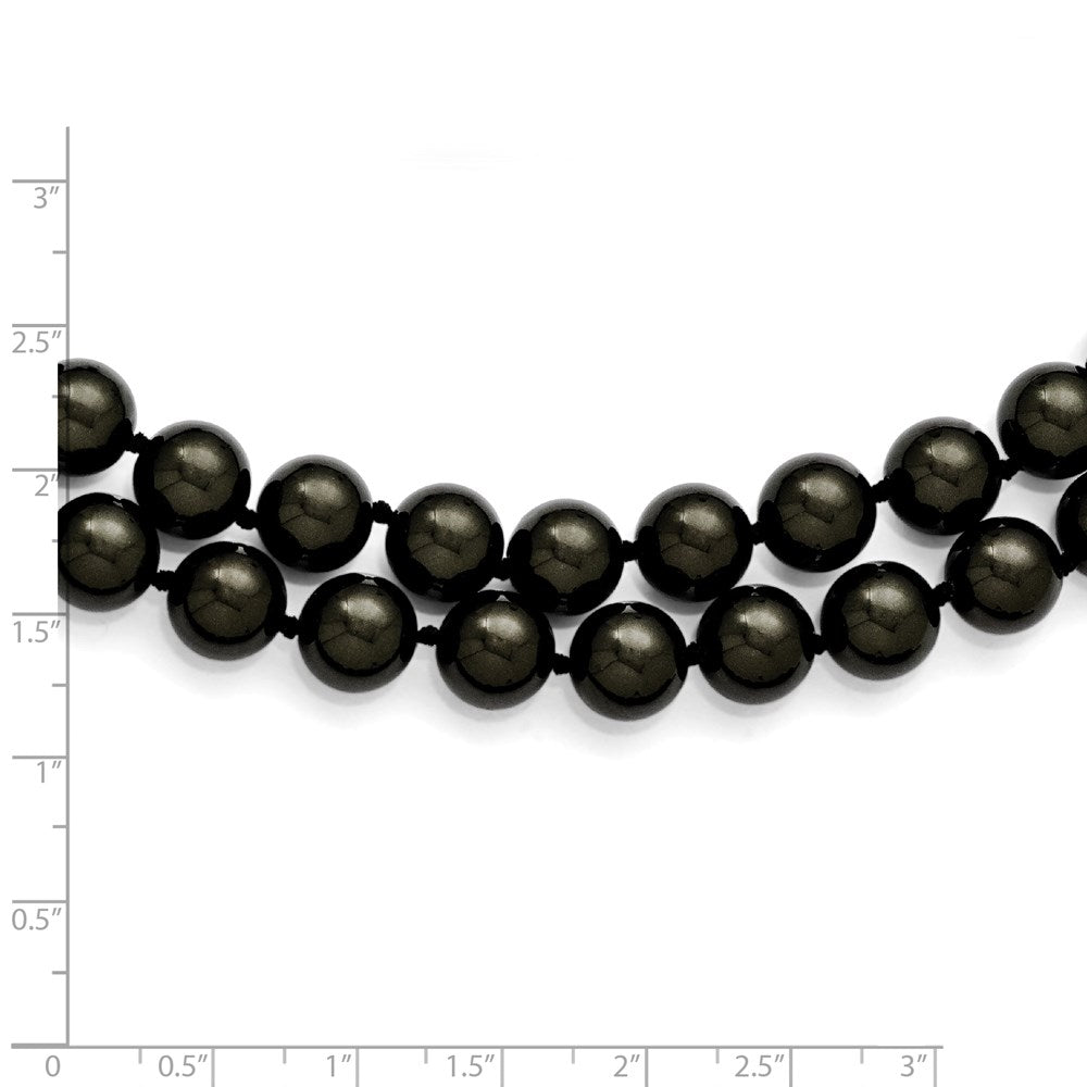 Sterlingsilber S Majestik Rhodiniert-pl 2 Reihe 10-11mm Blk Imitat Muschel Perle Halskette