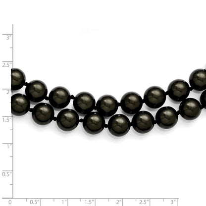 Sterlingsilber S Majestik Rhodiniert-pl 2 Reihe 10-11mm Blk Imitat Muschel Perle Halskette