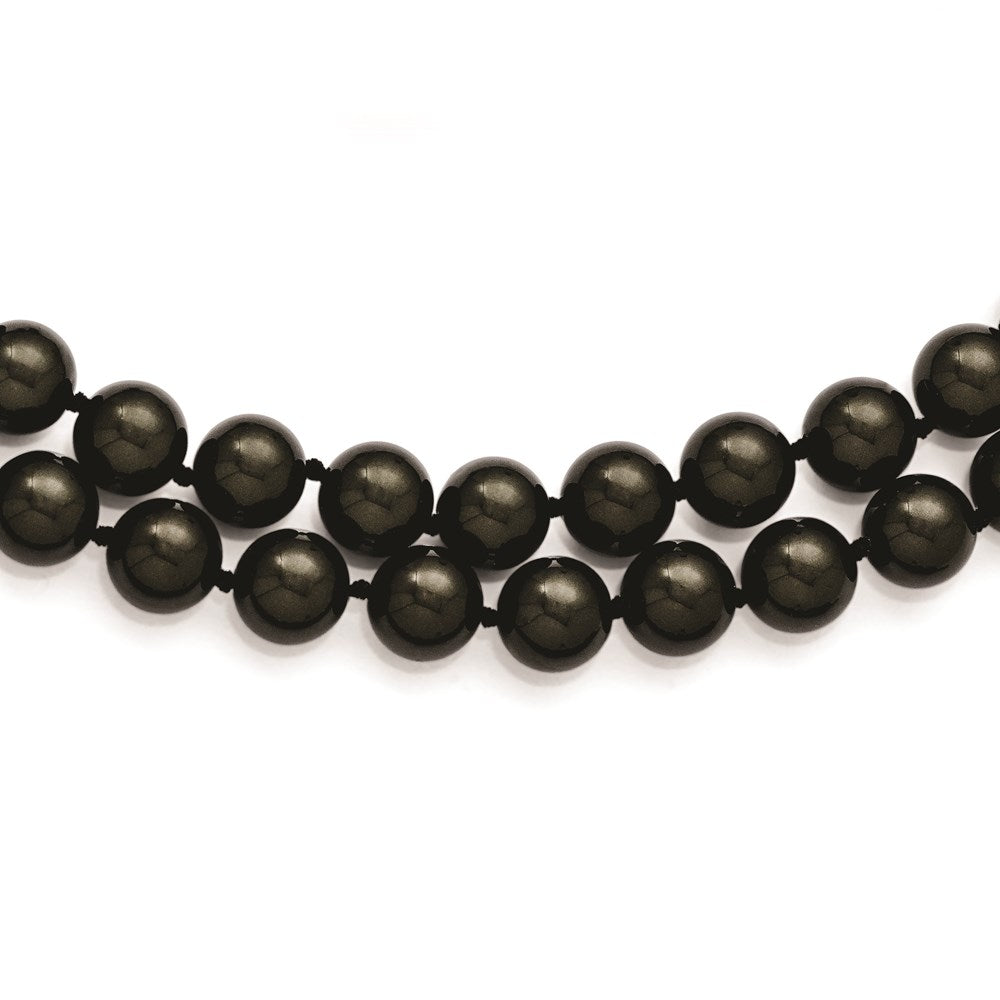 Sterlingsilber S Majestik Rhodiniert-pl 2 Reihe 10-11mm Blk Imitat Muschel Perle Halskette