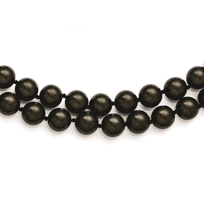 Sterlingsilber S Majestik Rhodiniert-pl 2 Reihe 10-11mm Blk Imitat Muschel Perle Halskette