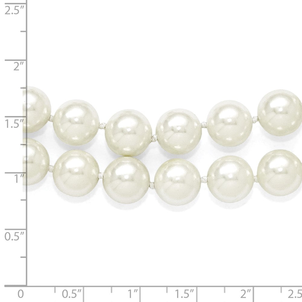 Sterlingsilber S Majestik Rhodiniert-pl 2 Reihe 10-11mm Weiß Imitat Muschel Perle Halskette
