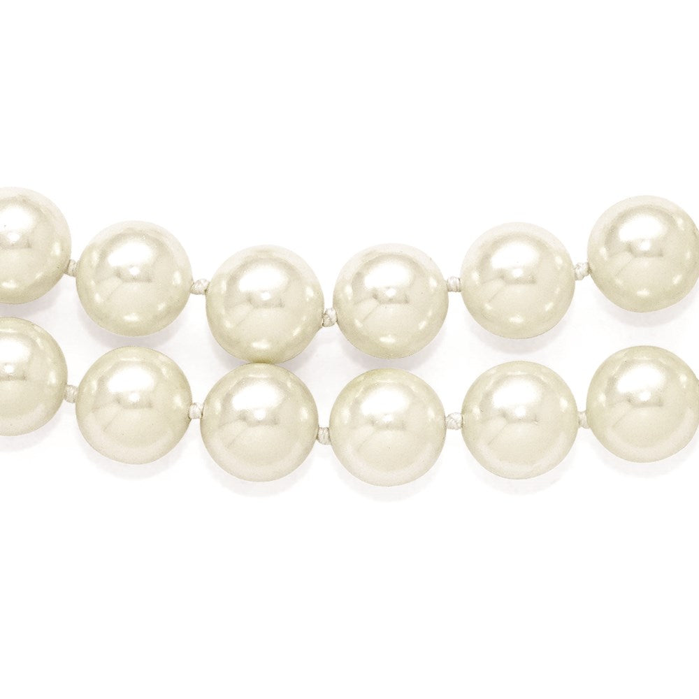 Sterlingsilber S Majestik Rhodiniert-pl 2 Reihe 10-11mm Weiß Imitat Muschel Perle Halskette
