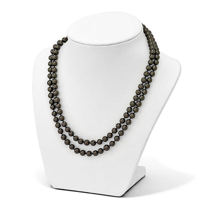 Sterlingsilber Majestik Rhodiniert 2 Reihe 7-8mm Schwarz Imitat Muschel Perle Hand-knotted Halskette
