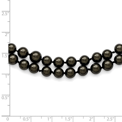 Sterlingsilber Majestik Rhodiniert 2 Reihe 7-8mm Schwarz Imitat Muschel Perle Hand-knotted Halskette