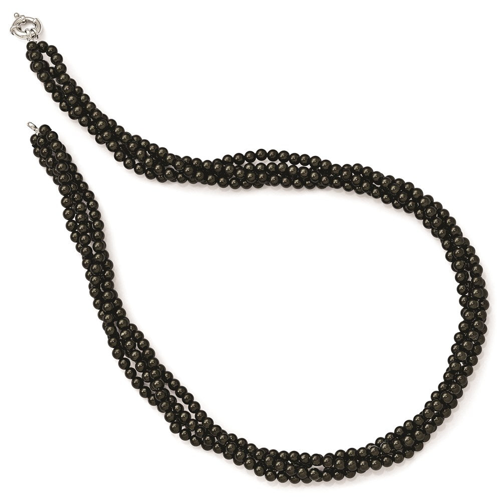 Sterlingsilber S Majestik Rhodiniert-pl 4 Reihe 4-5mm Blk Imitat Muschel Perle Gedreht Neck