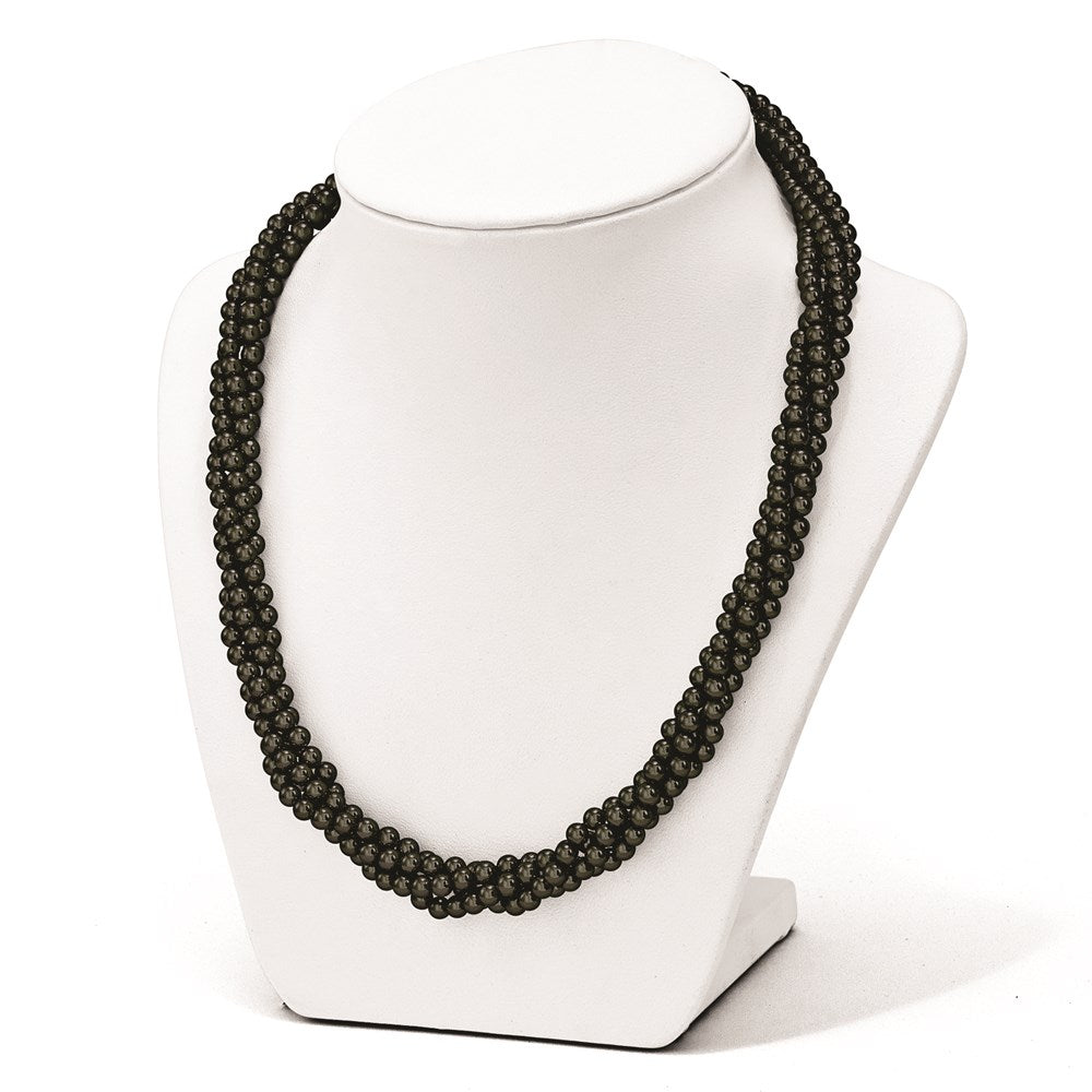 Sterlingsilber S Majestik Rhodiniert-pl 4 Reihe 4-5mm Blk Imitat Muschel Perle Gedreht Neck