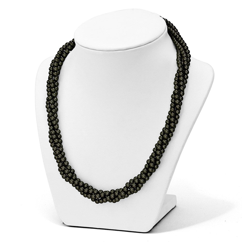 Sterlingsilber S Majestik Rhodiniert-pl 4 Reihe 4-5mm Blk Imitat Muschel Perle Gedreht Neck