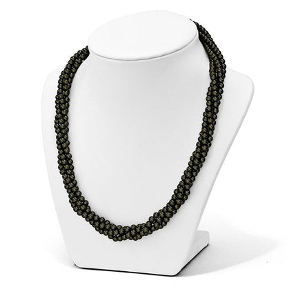 Sterlingsilber S Majestik Rhodiniert-pl 4 Reihe 4-5mm Blk Imitat Muschel Perle Gedreht Neck
