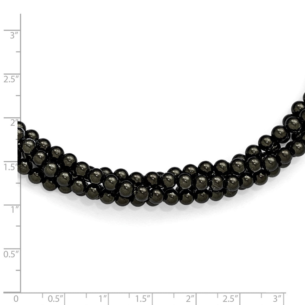 Sterlingsilber S Majestik Rhodiniert-pl 4 Reihe 4-5mm Blk Imitat Muschel Perle Gedreht Neck