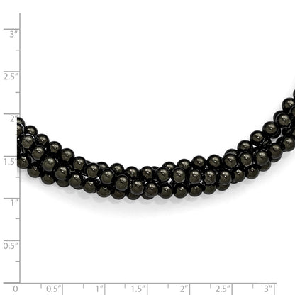Sterlingsilber S Majestik Rhodiniert-pl 4 Reihe 4-5mm Blk Imitat Muschel Perle Gedreht Neck