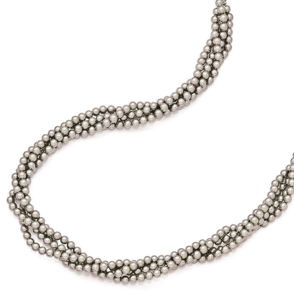 Sterlingsilber S Majestik Rhodiniert-pl 4row 4-5mm Grau Imitat Muschel Perle Gedreht Halskette
