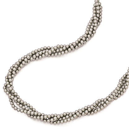 Sterlingsilber S Majestik Rhodiniert-pl 4row 4-5mm Grau Imitat Muschel Perle Gedreht Halskette