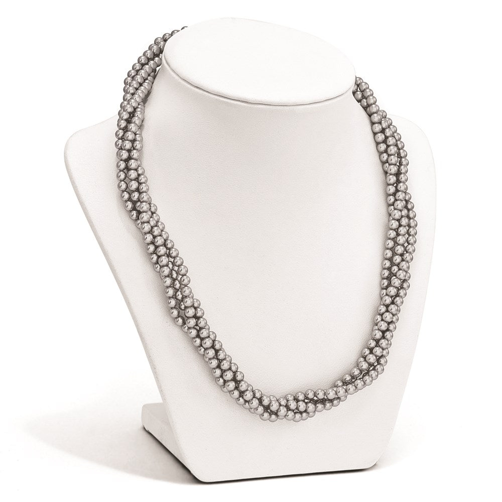 Sterlingsilber S Majestik Rhodiniert-pl 4row 4-5mm Grau Imitat Muschel Perle Gedreht Halskette