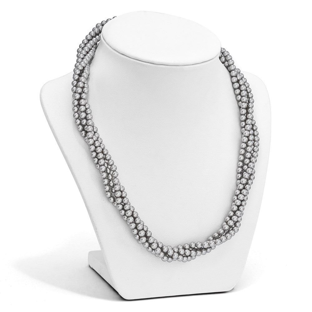 Sterlingsilber S Majestik Rhodiniert-pl 4row 4-5mm Grau Imitat Muschel Perle Gedreht Halskette