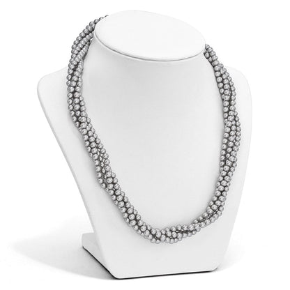 Sterlingsilber S Majestik Rhodiniert-pl 4row 4-5mm Grau Imitat Muschel Perle Gedreht Halskette