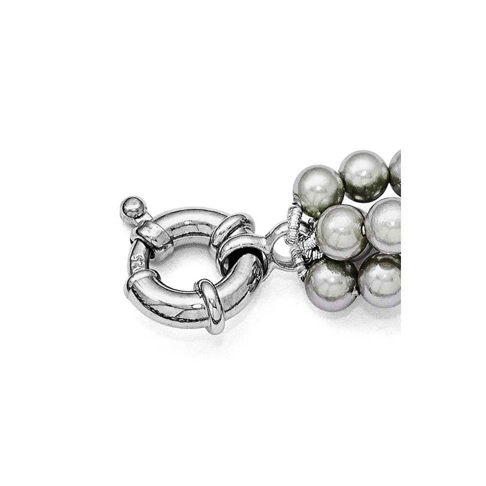 Sterlingsilber S Majestik Rhodiniert-pl 4row 4-5mm Grau Imitat Muschel Perle Gedreht Halskette