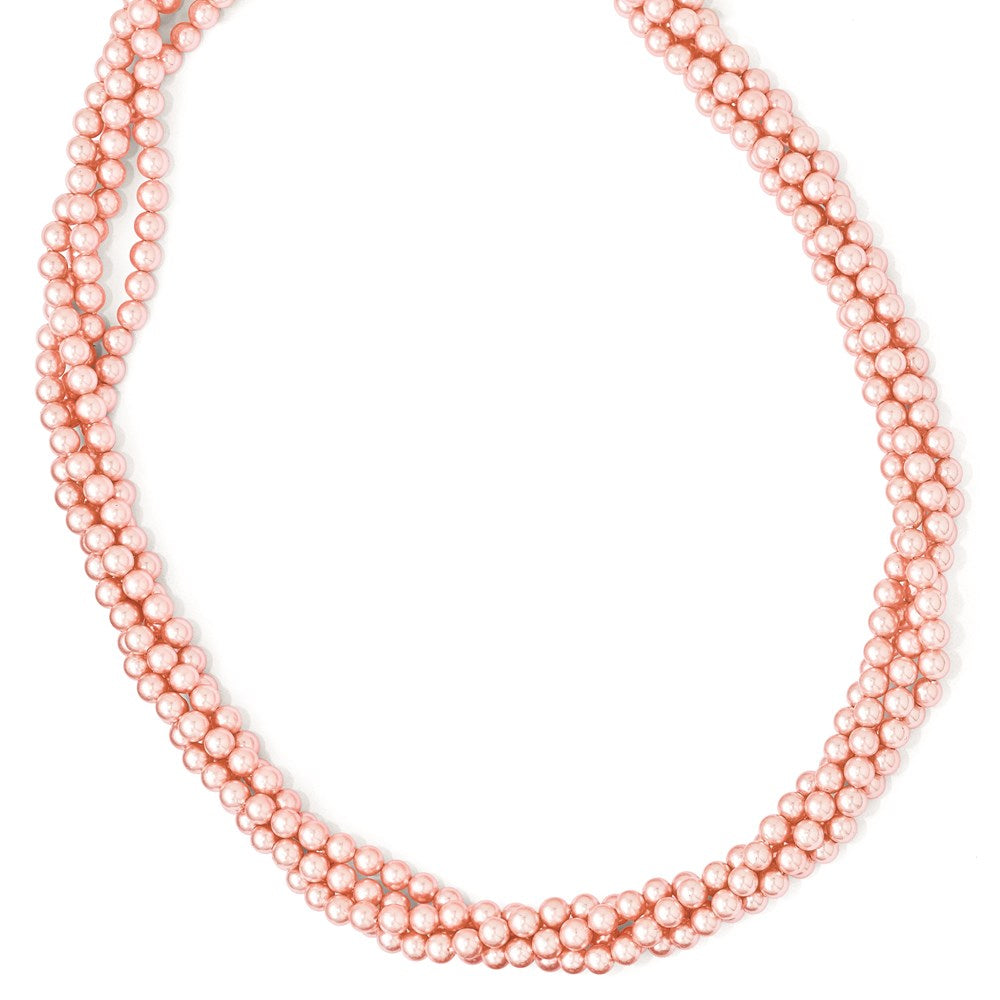 Sterlingsilber Majestik 4row 4-5mm Rosa Muschel Perle Gedreht Halskette