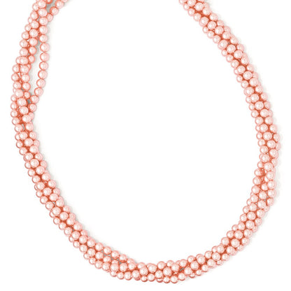 Sterlingsilber Majestik 4row 4-5mm Rosa Muschel Perle Gedreht Halskette
