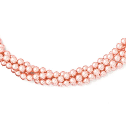 Sterlingsilber Majestik 4row 4-5mm Rosa Muschel Perle Gedreht Halskette