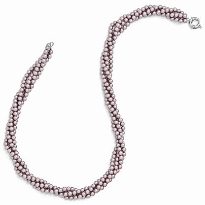 Sterlingsilber Majestik 4row 4-5mm Lila Muschel Perle Gedreht Halskette