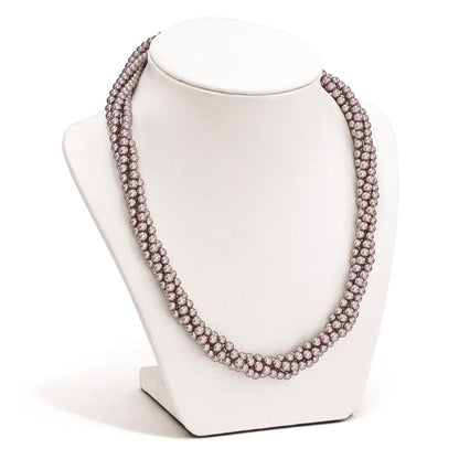 Sterlingsilber Majestik 4row 4-5mm Lila Muschel Perle Gedreht Halskette