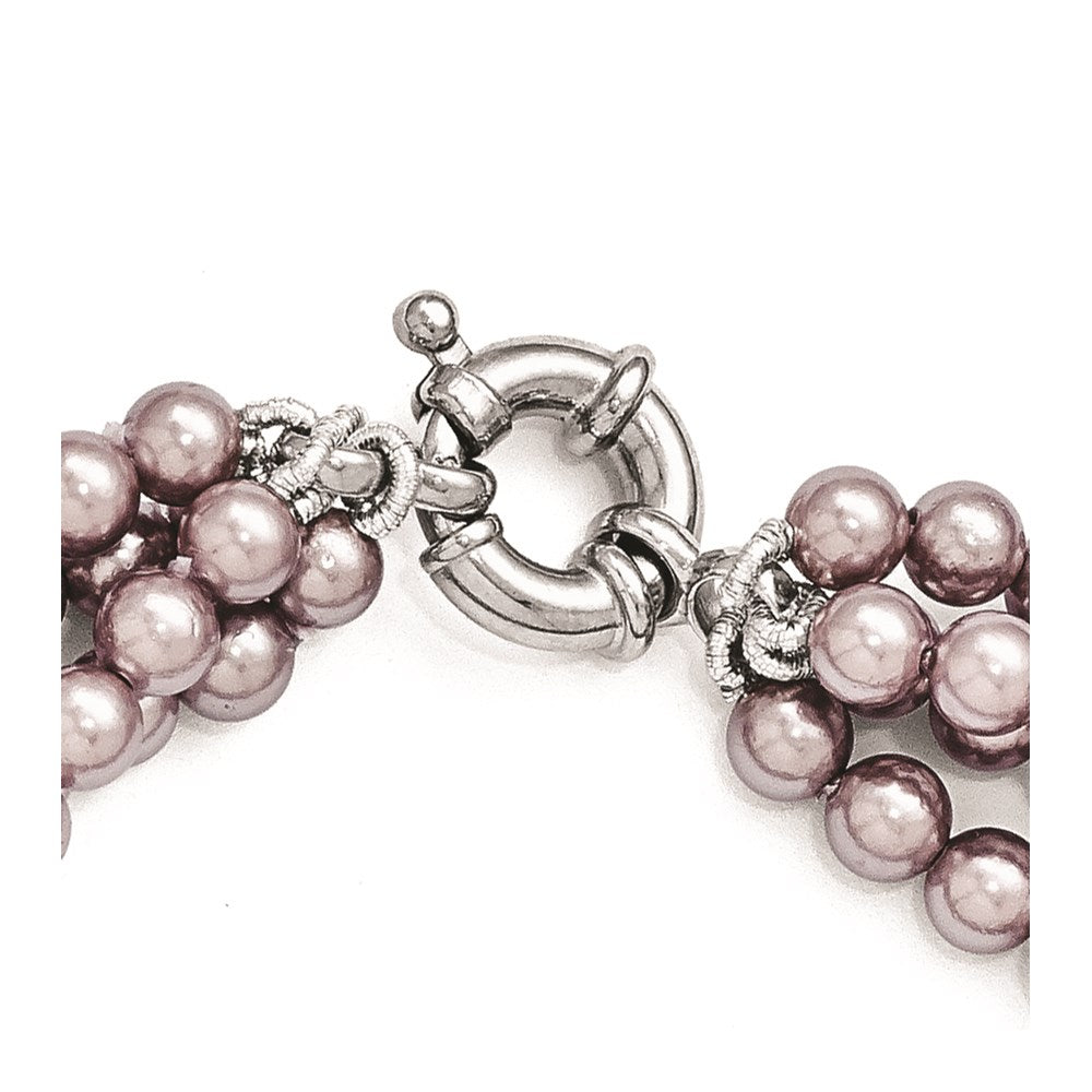 Sterlingsilber Majestik 4row 4-5mm Lila Muschel Perle Gedreht Halskette