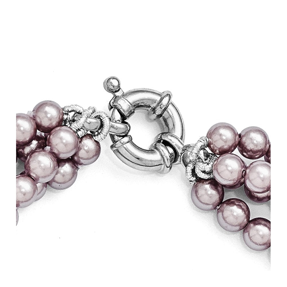 Sterlingsilber Majestik 4row 4-5mm Lila Muschel Perle Gedreht Halskette