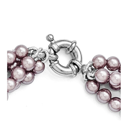 Sterlingsilber Majestik 4row 4-5mm Lila Muschel Perle Gedreht Halskette