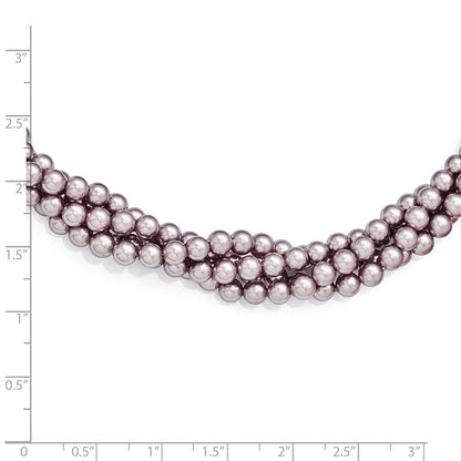 Sterlingsilber Majestik 4row 4-5mm Lila Muschel Perle Gedreht Halskette