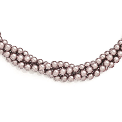 Sterlingsilber Majestik 4row 4-5mm Lila Muschel Perle Gedreht Halskette